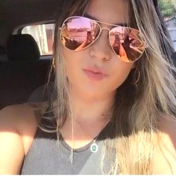 Ray-Ban (Store Display) Aviator Reflective Copper Rose Gold RB3025 Pink Mirror - Picture 14 of 15